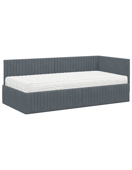 Struttura Letto Angolare con Materasso 2 pcs Grigio Velluto