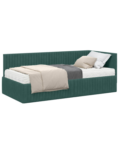 Struttura Letto Angolare con Materasso 2 pcs Verde Velluto