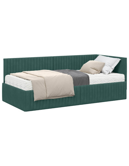 Struttura Letto Angolare con Materasso 2 pcs Verde Velluto