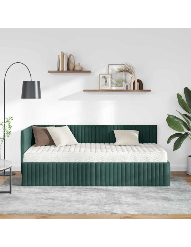 Struttura Letto Angolare con Materasso 2 pcs Verde Velluto