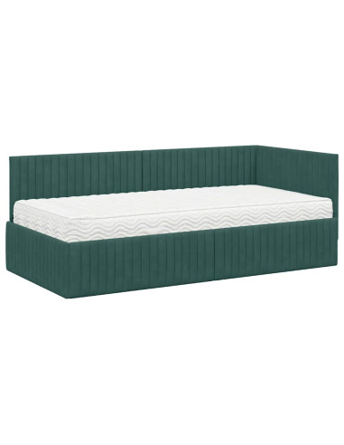 Struttura Letto Angolare con Materasso 2 pcs Verde Velluto
