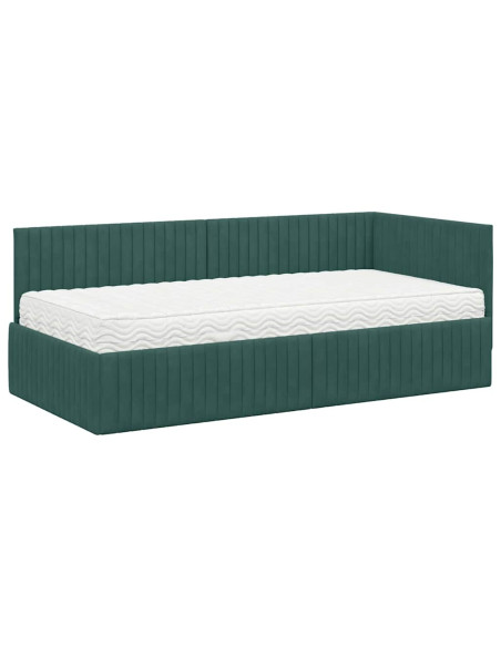 Struttura Letto Angolare con Materasso 2 pcs Verde Velluto