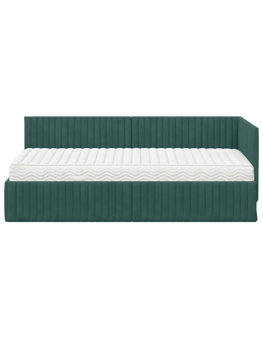 Struttura Letto Angolare con Materasso 2 pcs Verde Velluto