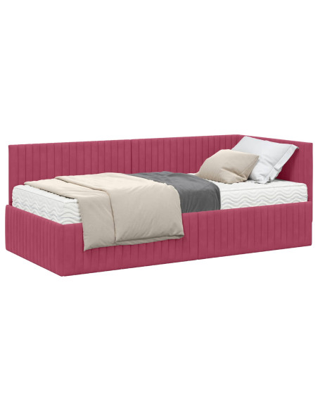 Struttura Letto Angolare con Materasso 2 pcs Verde Velluto