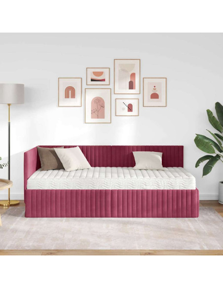 Struttura Letto Angolare con Materasso 2 pcs Verde Velluto