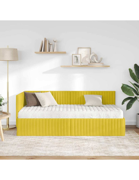 Struttura Letto Angolare con Materasso 2 pcs Giallo Velluto
