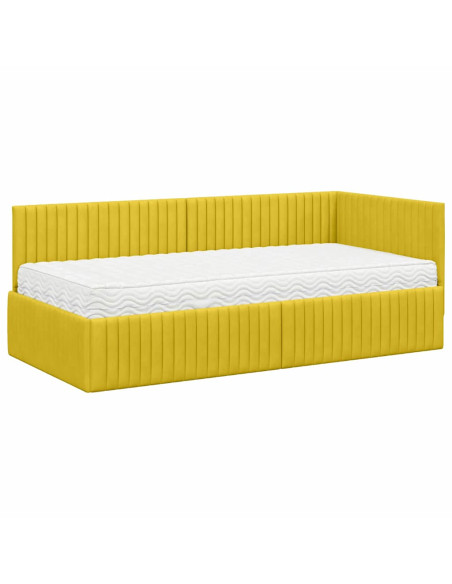 Struttura Letto Angolare con Materasso 2 pcs Giallo Velluto