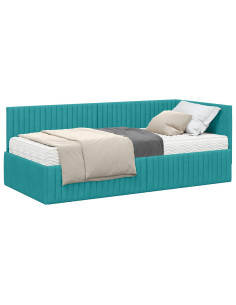 Struttura Letto Angolare con Materasso 2 pcs Turchese Velluto 2