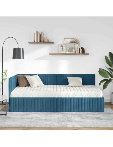 Struttura Letto Angolare con Materasso 2 pcs Blu Velluto