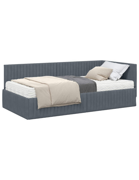 Struttura Letto Angolare con Materasso 2 pcs Grigio Velluto