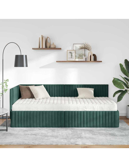 Struttura Letto Angolare con Materasso 2 pcs Verde Velluto
