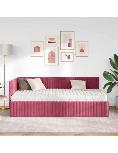 Struttura Letto Angolare con Materasso 2 pcs Verde Velluto