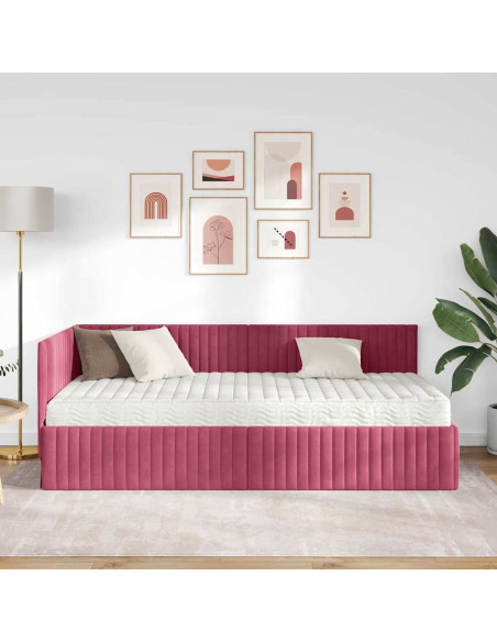 Struttura Letto Angolare con Materasso 2 pcs Verde Velluto