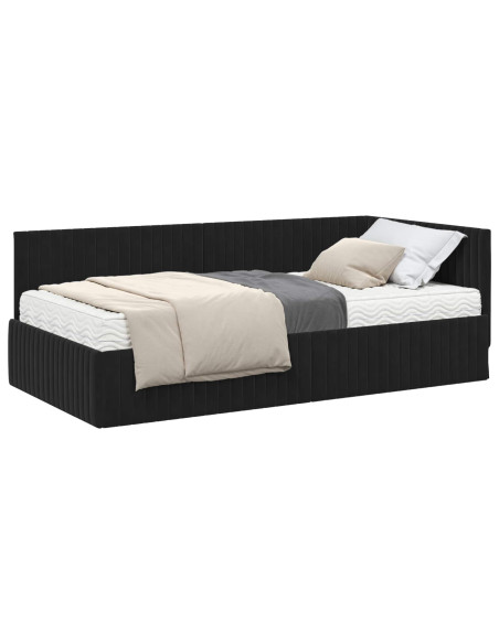 Struttura Letto Angolare con Materasso 2 pcs Nero Velluto