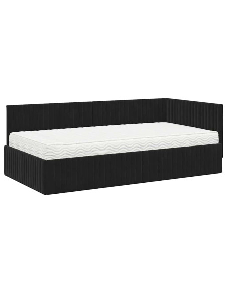 Struttura Letto Angolare con Materasso 2 pcs Nero Velluto