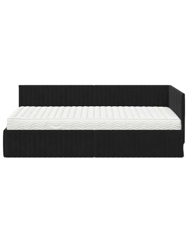 Struttura Letto Angolare con Materasso 2 pcs Nero Velluto