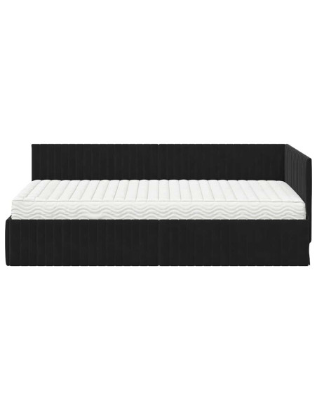 Struttura Letto Angolare con Materasso 2 pcs Nero Velluto
