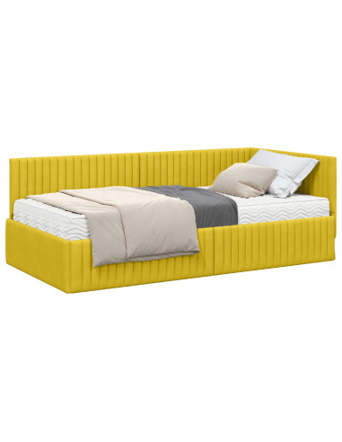 Struttura Letto Angolare con Materasso 2 pcs Giallo Velluto
