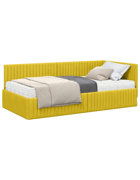 Struttura Letto Angolare con Materasso 2 pcs Giallo Velluto