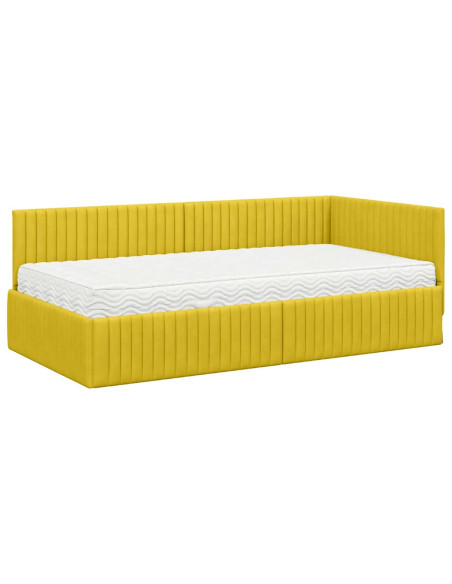 Struttura Letto Angolare con Materasso 2 pcs Giallo Velluto