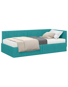 Struttura Letto Angolare con Materasso 2 pcs Turchese Velluto 2