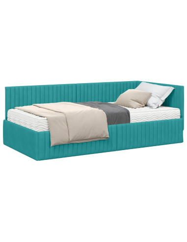 Struttura Letto Angolare con Materasso 2 pcs Turchese Velluto