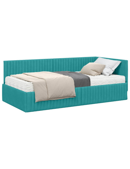 Struttura Letto Angolare con Materasso 2 pcs Turchese Velluto