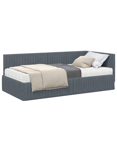 Struttura Letto Angolare con Materasso 2 pcs Grigio Velluto
