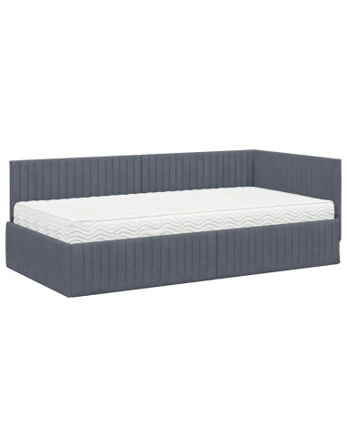 Struttura Letto Angolare con Materasso 2 pcs Grigio Velluto