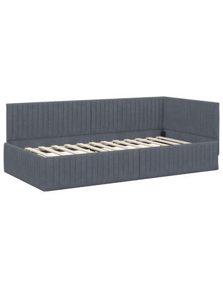 Struttura Letto Angolare con Materasso 2 pcs Grigio Velluto