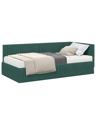 Struttura Letto Angolare con Materasso 2 pcs Verde Velluto