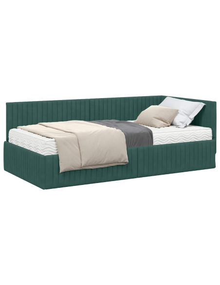 Struttura Letto Angolare con Materasso 2 pcs Verde Velluto