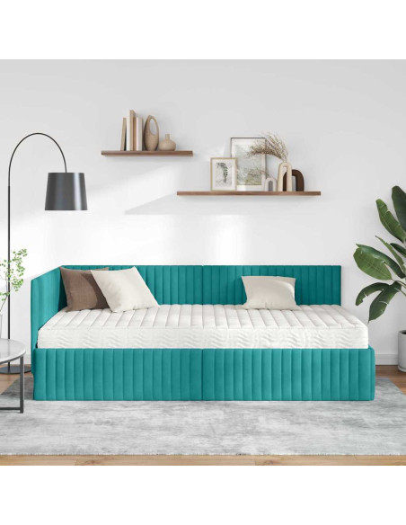 Struttura Letto Angolare con Materasso 2 pcs Turchese Velluto
