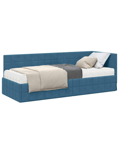 Struttura Letto Angolare con Materasso 2 pcs Blu Velluto