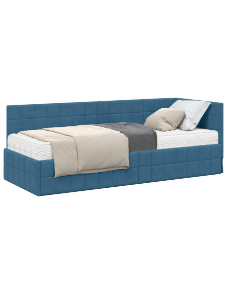 Struttura Letto Angolare con Materasso 2 pcs Blu Velluto