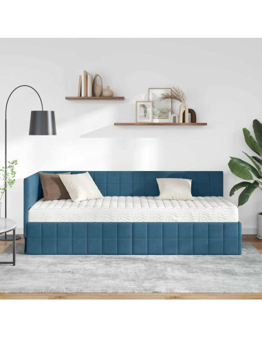 Struttura Letto Angolare con Materasso 2 pcs Blu Velluto