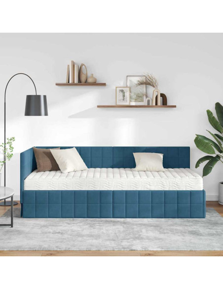 Struttura Letto Angolare con Materasso 2 pcs Blu Velluto