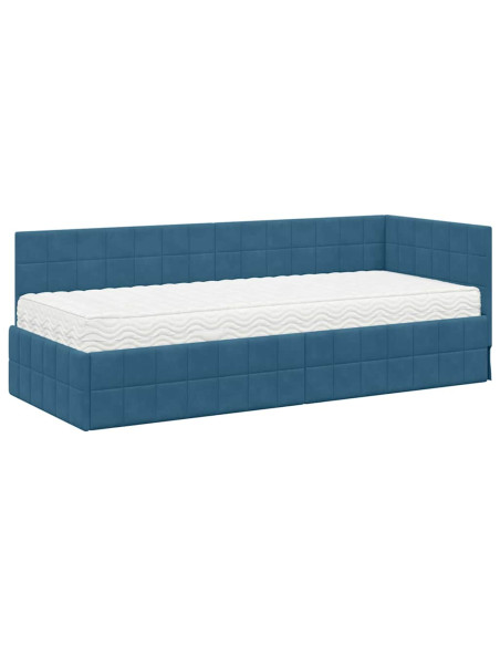 Struttura Letto Angolare con Materasso 2 pcs Blu Velluto