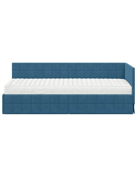 Struttura Letto Angolare con Materasso 2 pcs Blu Velluto