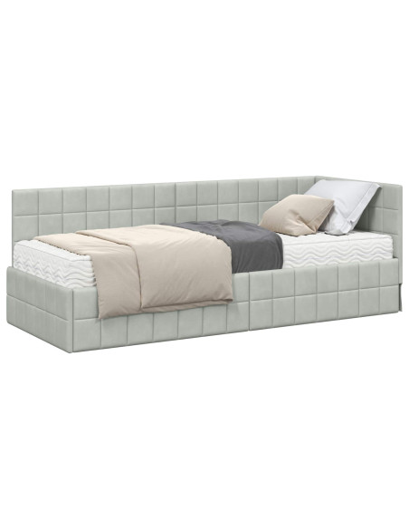 Struttura Letto Angolare con Materasso 2 pcs Grigio chiaro
