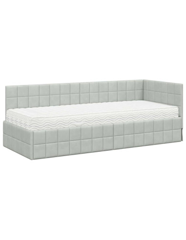 Struttura Letto Angolare con Materasso 2 pcs Grigio chiaro