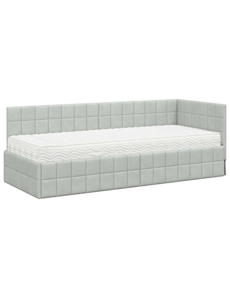 Struttura Letto Angolare con Materasso 2 pcs Grigio chiaro