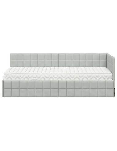 Struttura Letto Angolare con Materasso 2 pcs Grigio chiaro