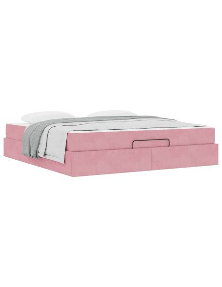 Struttura letto con materasso con materasso 2 pcs Rosa Velluto