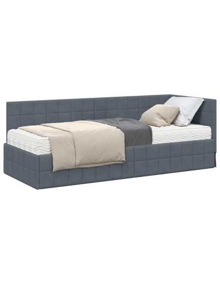 Struttura Letto Angolare con Materasso 2 pcs Grigio Velluto