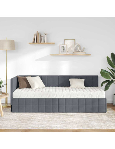 Struttura Letto Angolare con Materasso 2 pcs Grigio Velluto