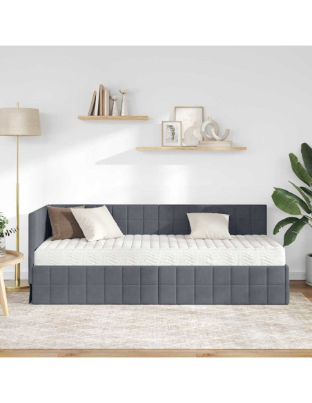 Struttura Letto Angolare con Materasso 2 pcs Grigio Velluto