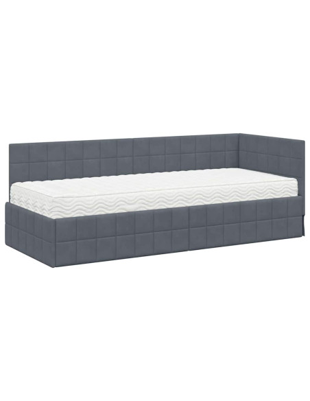 Struttura Letto Angolare con Materasso 2 pcs Grigio Velluto