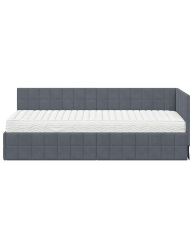 Struttura Letto Angolare con Materasso 2 pcs Grigio Velluto