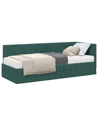 Struttura Letto Angolare con Materasso 2 pcs Verde Velluto